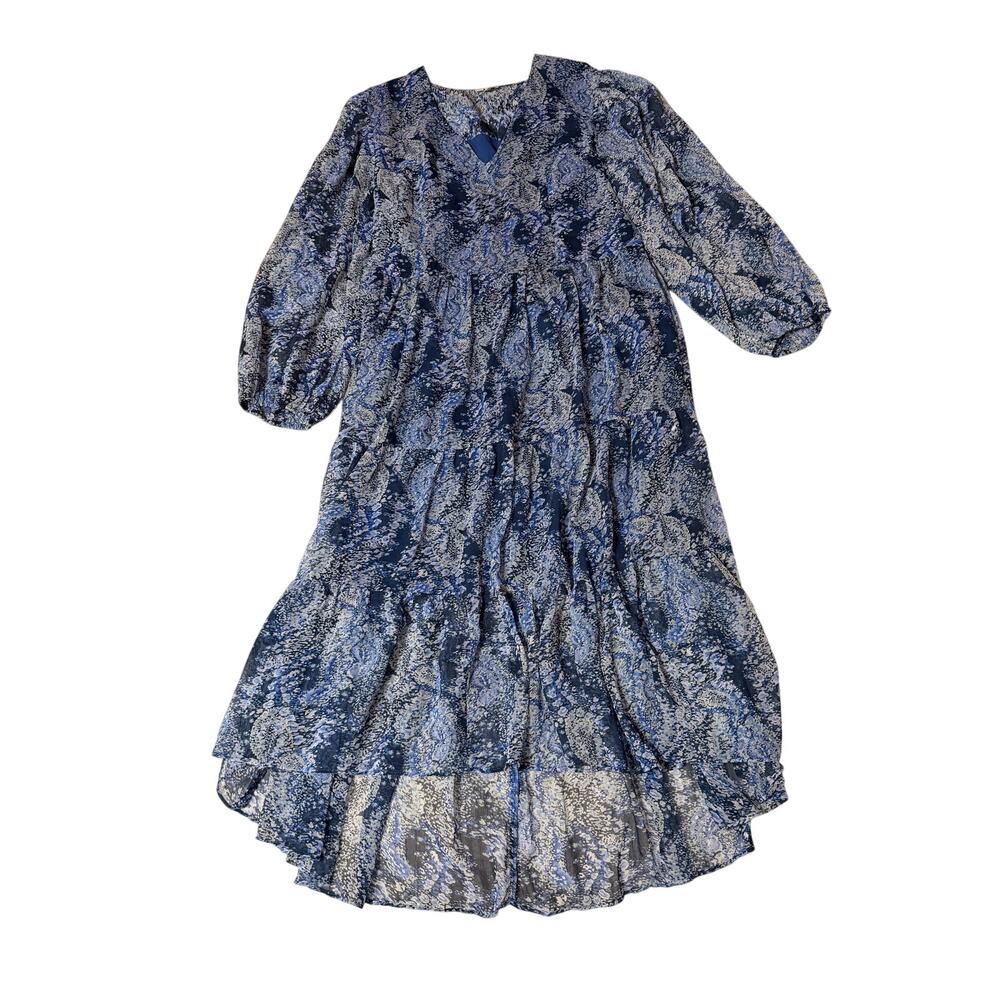 Joie Cottage Core Floral Paisley Tiered Midi Long Sleeve Summer Dress Medium - Picture 7 of 12